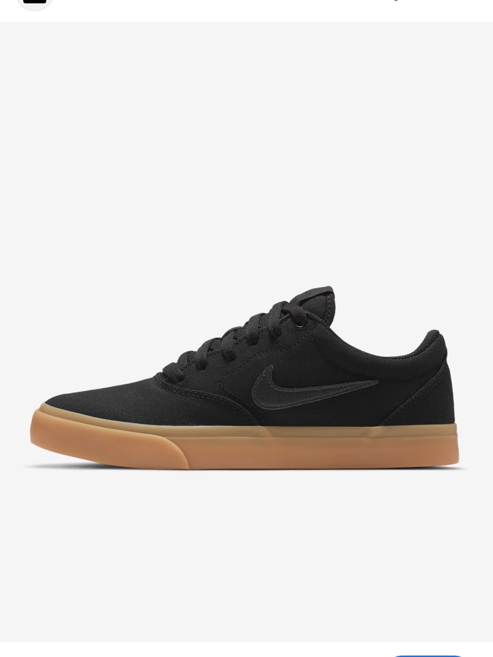 Nike Men's SB charge Black canvas Skate Sneakers with Gum Sole